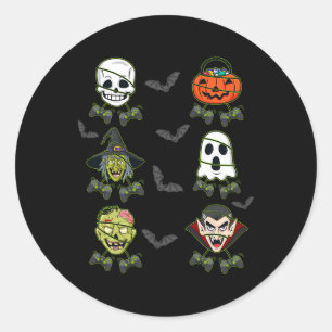 Halloween Skeleton Gaming Witch Vampire Zombie Boy Runder Aufkleber