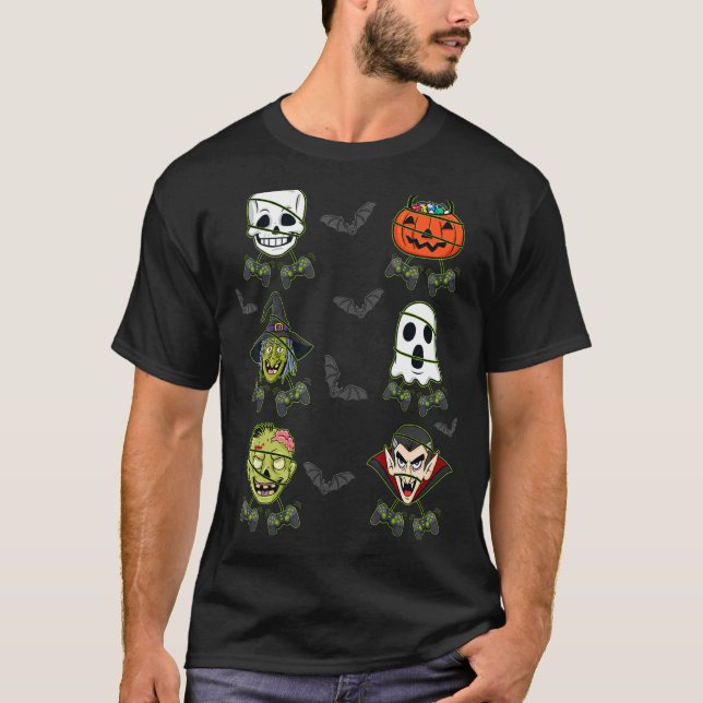 Halloween Skeleton Gaming Witch Vampire Zombie Boy T-Shirt (Vorderseite)