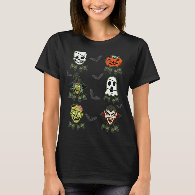 Halloween Skeleton Gaming Witch Vampire Zombie Boy T-Shirt (Vorderseite)