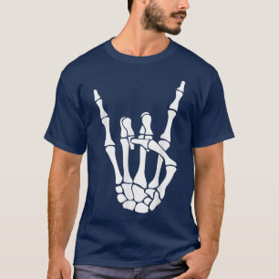 Halloween Skeleton Hand Horns Rock'n'Roll Music Lo T-Shirt
