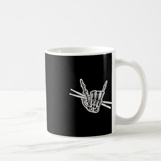 Halloween Skeleton Hand Rock und Roll Drum Kaffeetasse (Rechts)