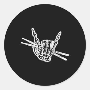 Halloween Skeleton Hand Rock und Roll Drum Runder Aufkleber