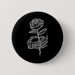 Halloween Skeleton Hand Rose Goth Costume Women Me Button