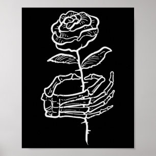 Halloween Skeleton Hand Rose Goth Costume Women Me Poster
