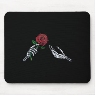 Halloween Skeleton Hand Rote Rose Blume Mens Women Mousepad