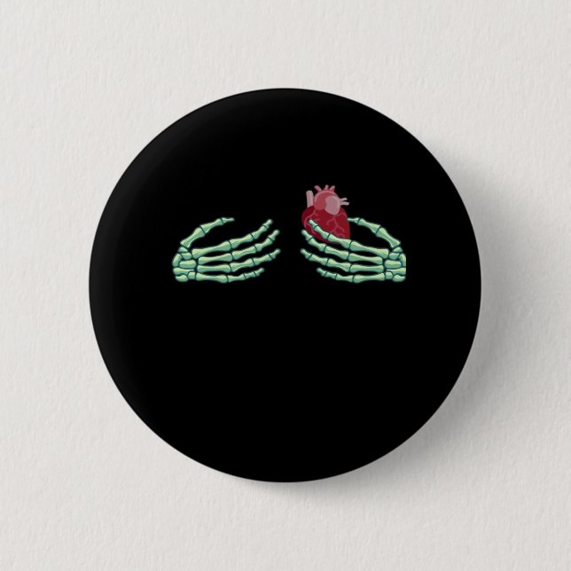 Halloween Skeleton Hände mit Herz Classic Button (Vorderseite)