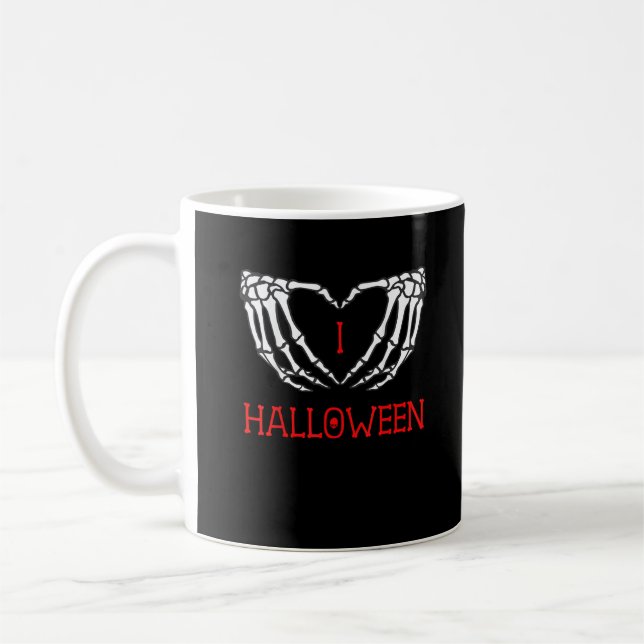 Halloween Skeleton Hands bilden Herz-Gotik Kaffeetasse (Links)