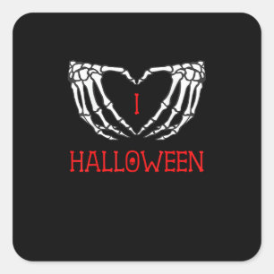 Halloween Skeleton Hands bilden Herz-Gotik Quadratischer Aufkleber