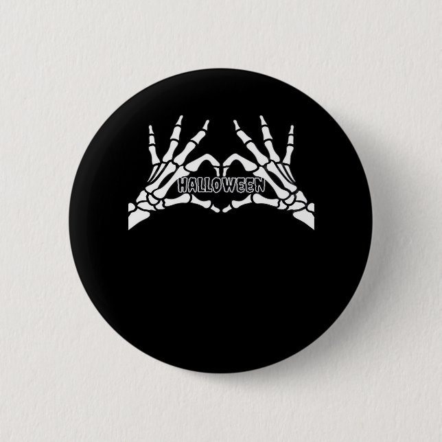 Halloween - Skeleton Hands Herz Button (Vorderseite)