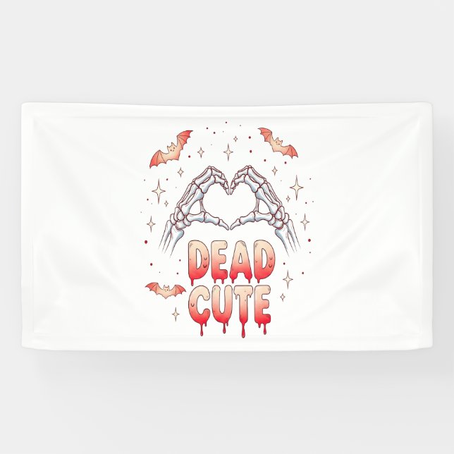 Halloween Skeleton Hands Herz, Fledermäuse & Blut Banner (Horizontal)