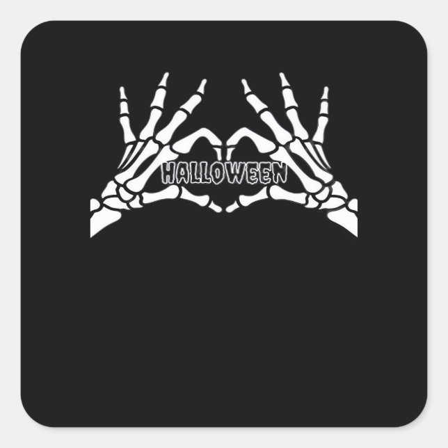 Halloween - Skeleton Hands Herz Quadratischer Aufkleber (Vorderseite)