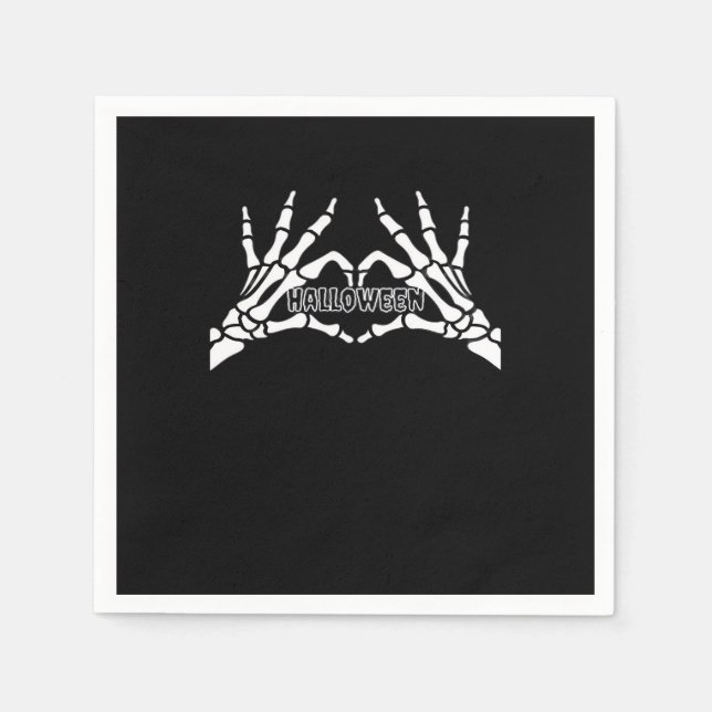 Halloween - Skeleton Hands Herz Serviette (Vorderseite)