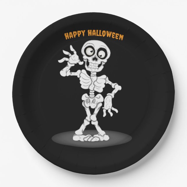 Halloween Skeleton Hintergrundpapier Teller (Vorderseite)