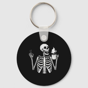 Halloween Skeleton Kaffee Peace Funny Costume Männ Schlüsselanhänger
