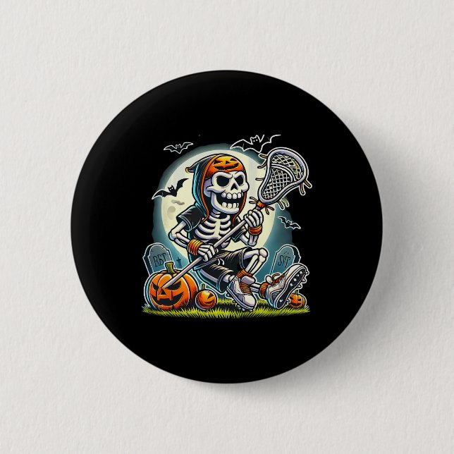 Halloween Skeleton Lacrosse Button (Vorderseite)