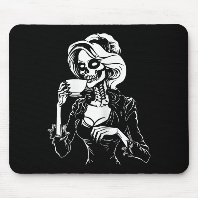 Halloween Skeleton Lazy Skull Trinkwasserkosten Mousepad (Vorne)