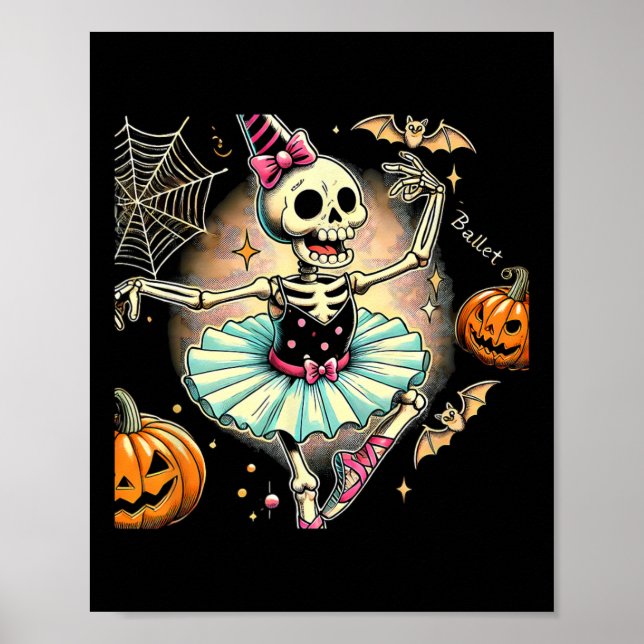 Halloween Skeleton Llet Dancing Llerina Poster (Vorne)