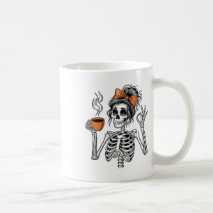 Halloween Skeleton Messy Bun Coffee Funny Costume Kaffeetasse