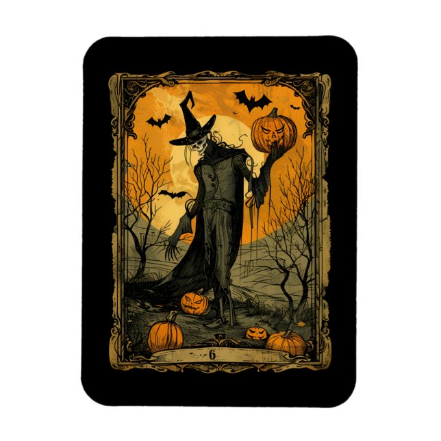 Halloween Skeleton mit der Tarot-Karte von Evil Pu Magnet (Vertikal)