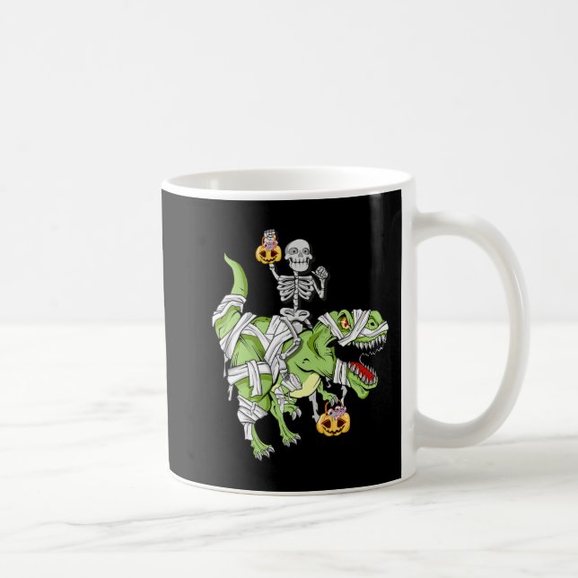 Halloween Skeleton Mummy Dinosaur T rex Fun Hallow Kaffeetasse (Rechts)