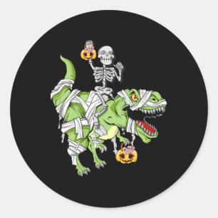 Halloween Skeleton Mummy Dinosaur T rex Fun Hallow Runder Aufkleber