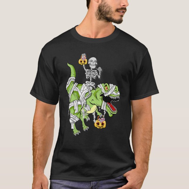 Halloween Skeleton Mummy Dinosaurier rex Hallowen  T-Shirt (Vorderseite)