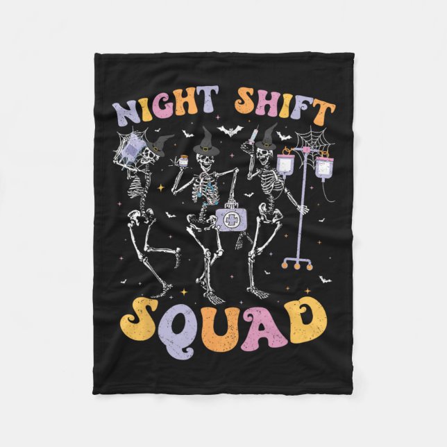 Halloween-Skeleton-Nurse-NachtSquad Fleecedecke (Vorderseite)