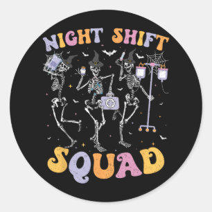 Halloween-Skeleton-Nurse-NachtSquad Runder Aufkleber