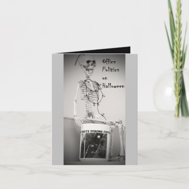 Halloween Skeleton Office Gewerkschaft Kaffeepause Karte (Vorderseite)