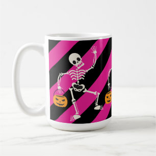 Halloween Skeleton Pink / Schwarz Streifen Tasse