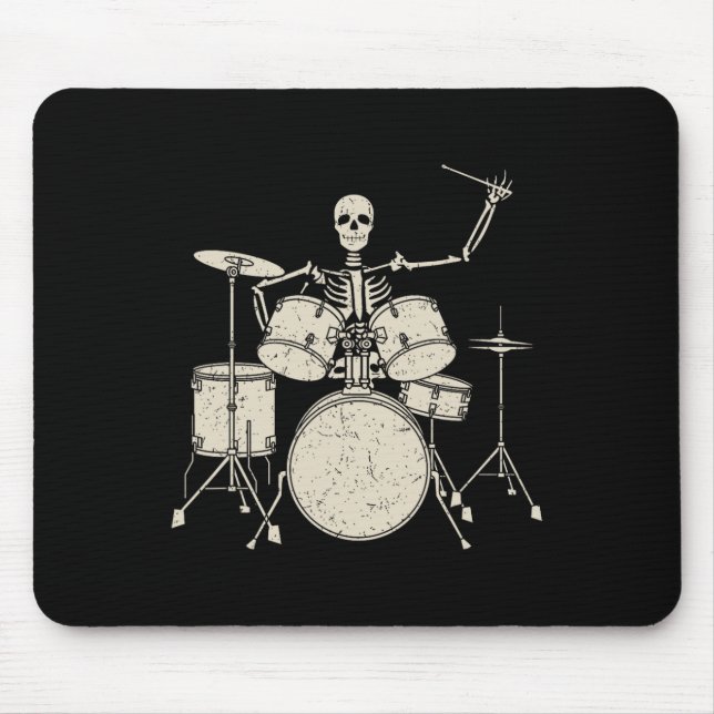 Halloween Skeleton Playing Drum Niedlich Funny Dru Mousepad (Vorne)