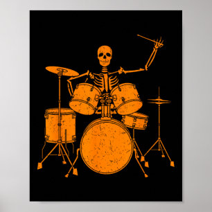 Halloween Skeleton Playing Drum Niedlich Funny Dru Poster