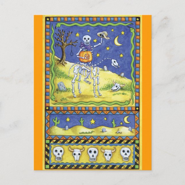 Halloween Skeleton Postcard Postkarte (Vorderseite)