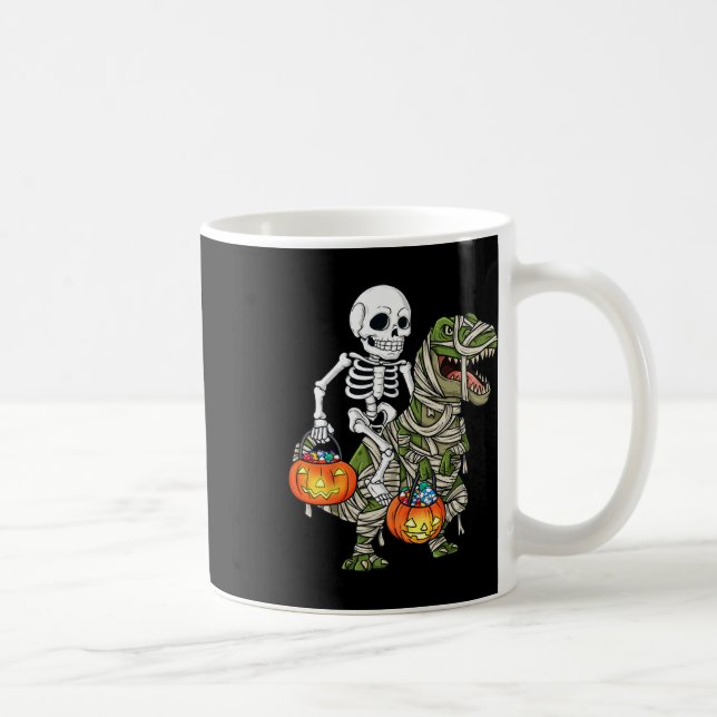 Halloween Skeleton Riding Mummy Dinosaur T Rex Spa Kaffeetasse (Rechts)