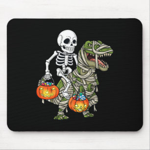 Halloween Skeleton Riding Mummy Dinosaur T Rex Spa Mousepad
