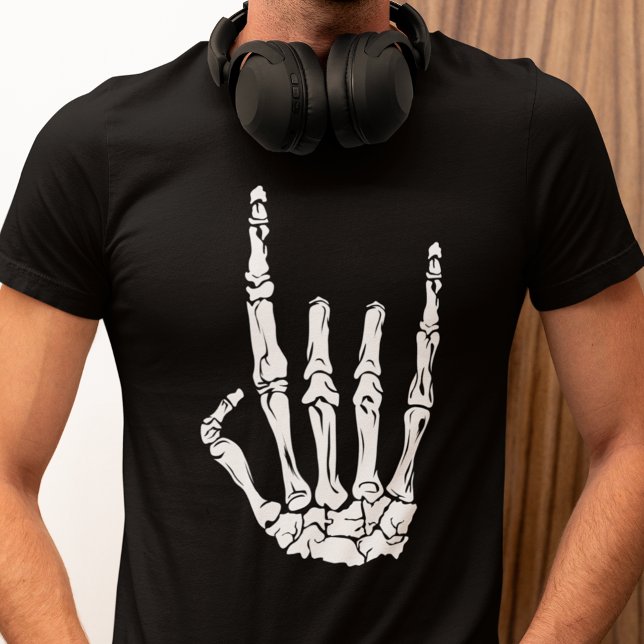 Halloween Skeleton Rock Hand Heavy Metal Fans Tri-Blend Shirt (Skeleton Heavy Metal Skeleton Hand T-Shirt)