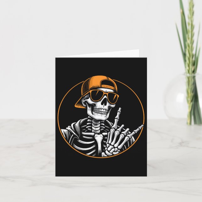 Halloween Skeleton Rock Hand Karte (Vorderseite)