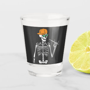 Halloween Skeleton Rock Hand Playing Drums Schnapsglas