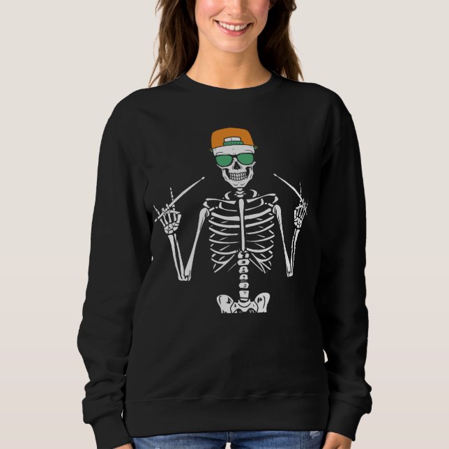 Halloween Skeleton Rock Hand Playing Drums Women Sweatshirt (Vorderseite)