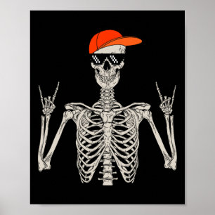 Halloween Skeleton Rock on Hand Skelett Männer Boy Poster