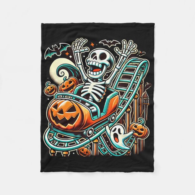 Halloween Skeleton Roller Untersetzer Fleecedecke (Vorderseite)