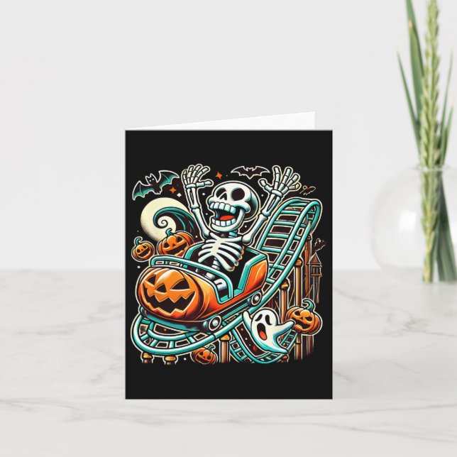 Halloween Skeleton Roller Untersetzer Karte (Vorderseite)