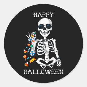 Halloween Skeleton Salting Candy Fun Runder Aufkleber