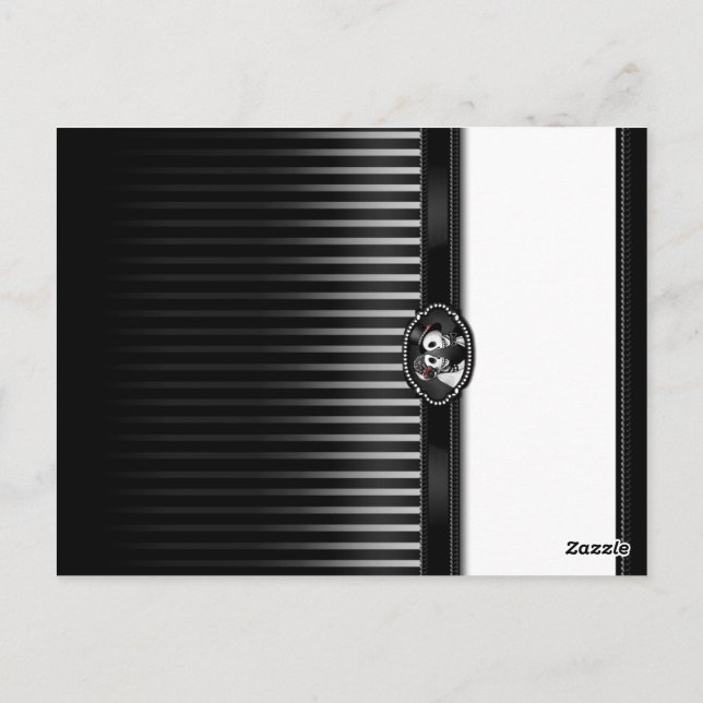 Halloween Skeleton Schwarz-weiß BLANK Faltenplatz Postkarte (Rückseite)