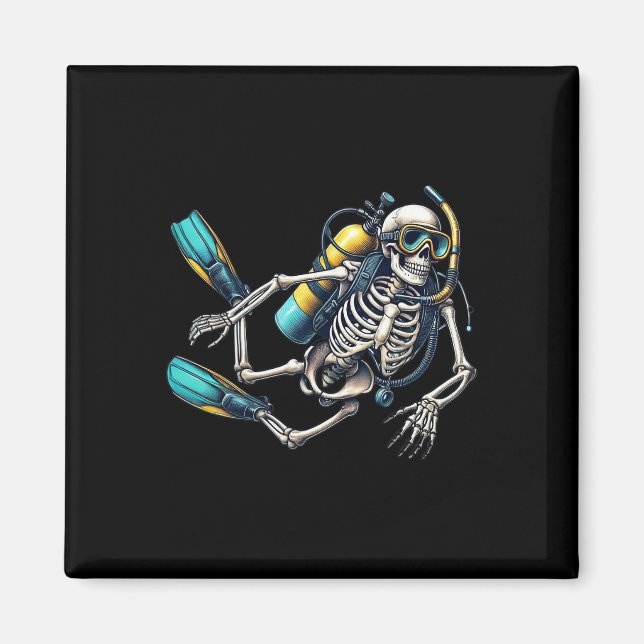 Halloween Skeleton Scuba Diver Magnet (Vorne)