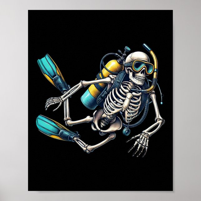 Halloween Skeleton Scuba Diver Poster (Vorne)