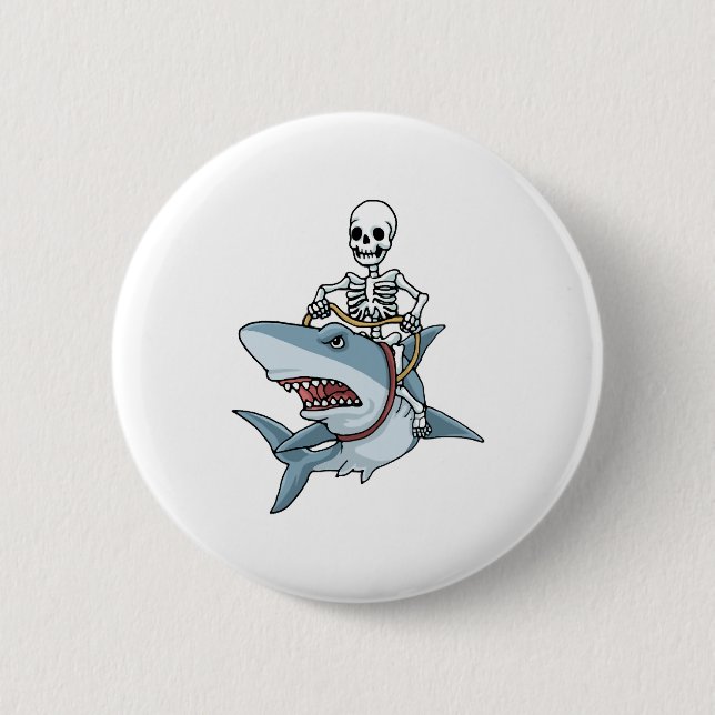 Halloween Skeleton Shark Funny Halloween Geschenk Button (Vorderseite)