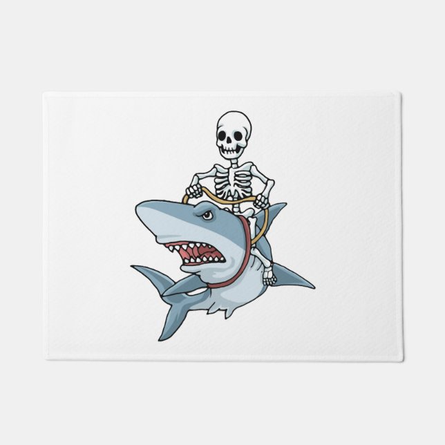 Halloween Skeleton Shark Funny Halloween Geschenk Fußmatte (Vorderseite)