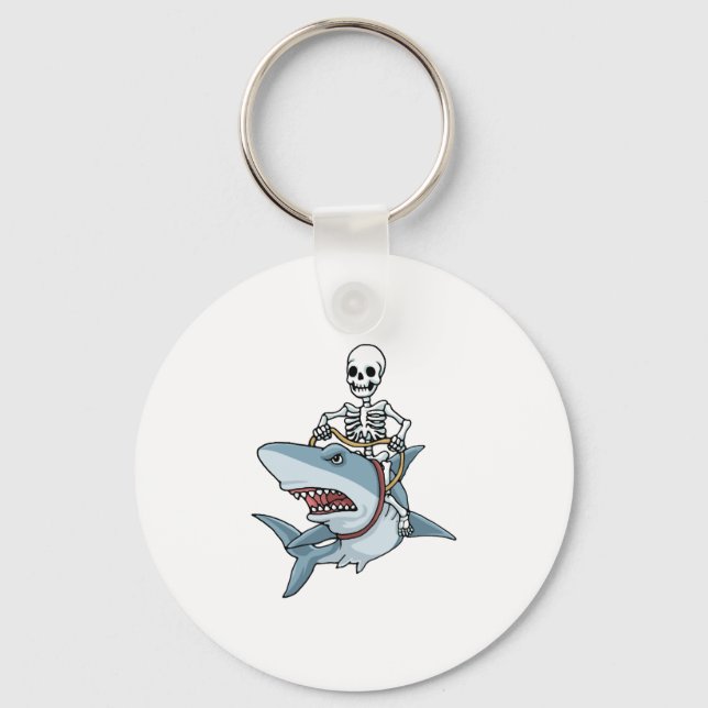 Halloween Skeleton Shark Funny Halloween Geschenk Schlüsselanhänger (Vorderseite)