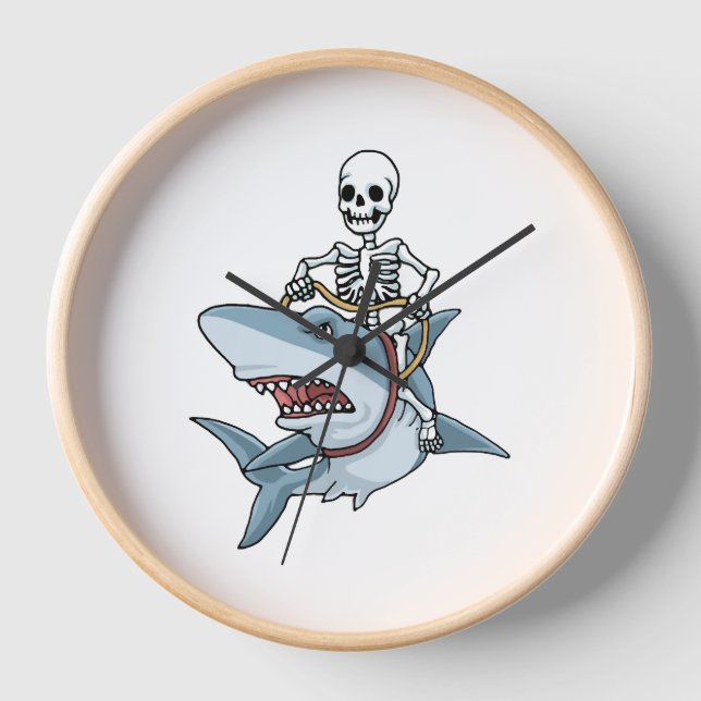 Halloween Skeleton Shark Funny Halloween Geschenk Uhr (Vorderseite)